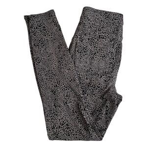 Spanx Womens High Rise Black Tan Animal Print Pull On Jean-ish Ankle Jeans Small